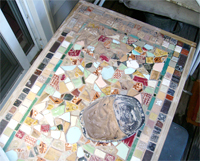 Mosaic Table Table Top With Textured Clay Tiles